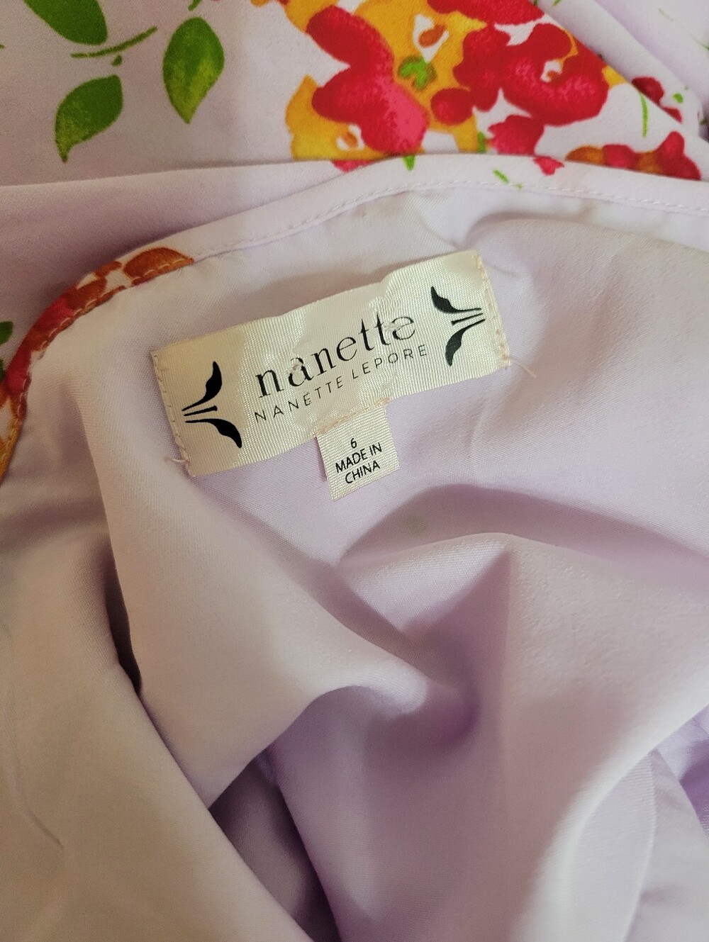 Nanette Lepore Lilac Floral Buttonfront High Low Dress - Picture 5 of 6